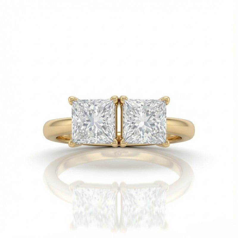 Yellow Gold Twinelle Toi et Moi Princess Diamond Engagement Ring