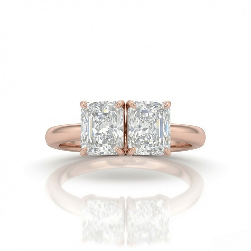 Rose Gold Twinelle Toi et Moi Radiant Diamond Engagement Ring