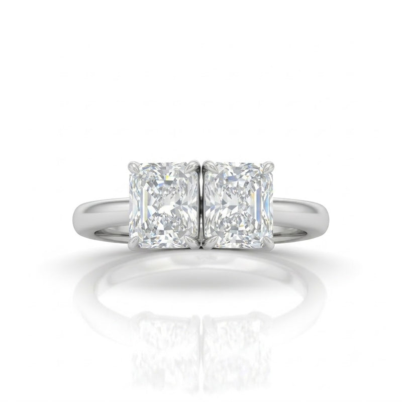 White Gold Twinelle Toi et Moi Radiant Diamond Engagement Ring