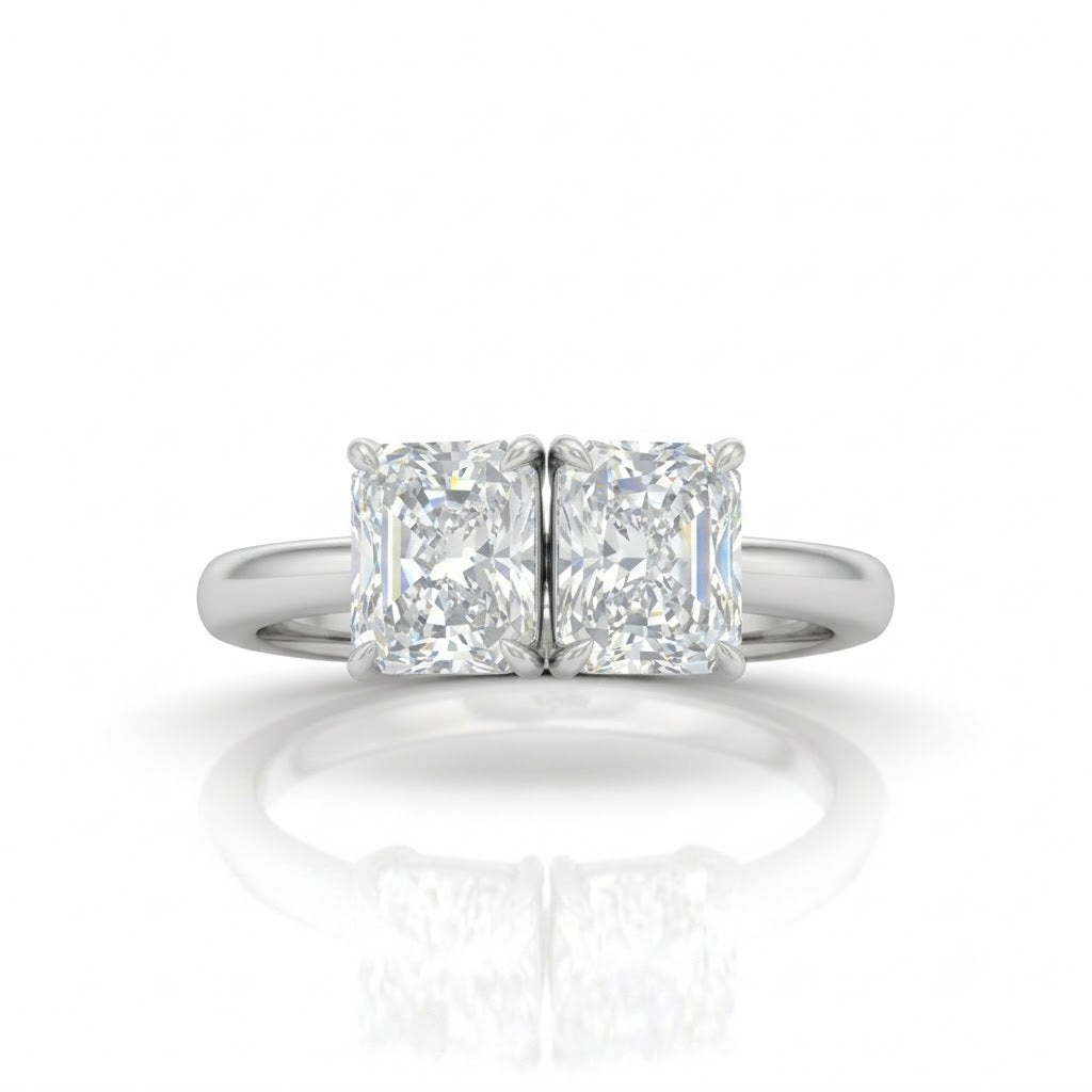White Gold Twinelle Toi et Moi Radiant Diamond Engagement Ring