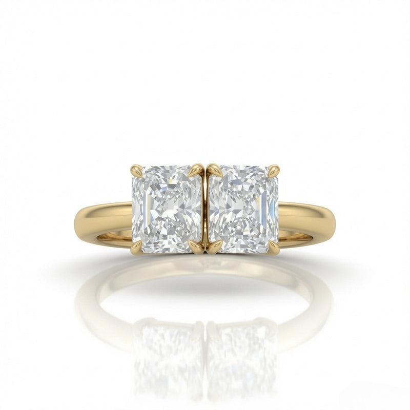Yellow Gold Twinelle Toi et Moi Radiant Diamond Engagement Ring
