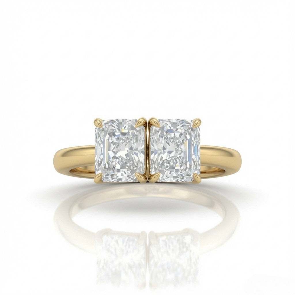 Yellow Gold Twinelle Toi et Moi Radiant Diamond Engagement Ring