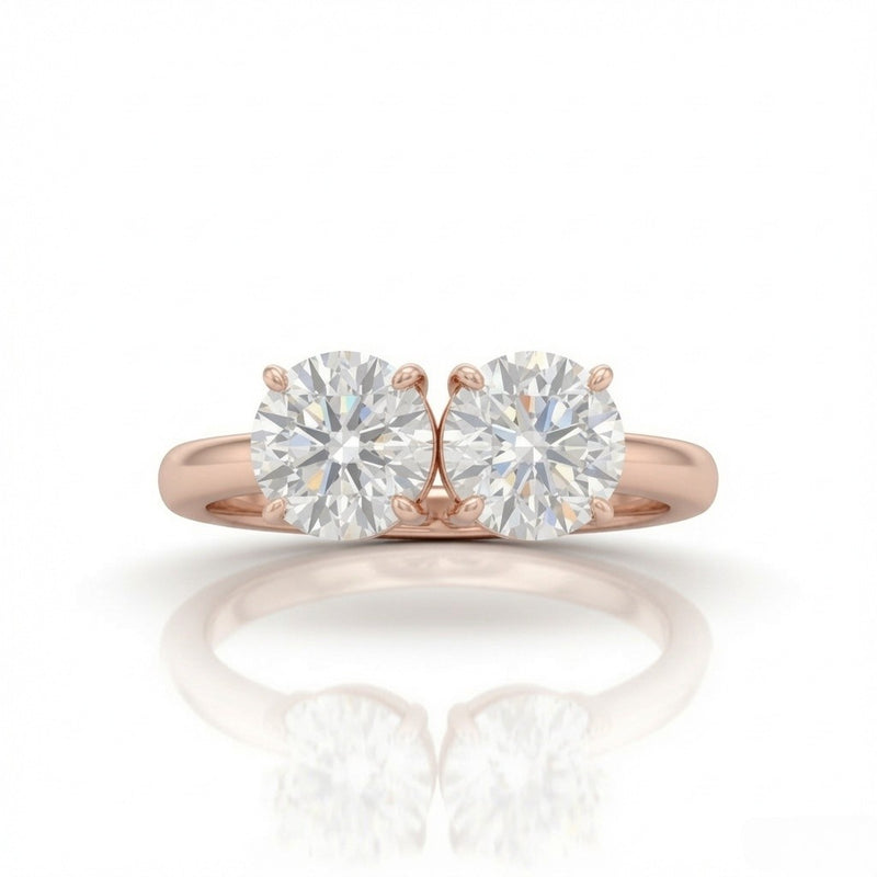 Rose Gold Twinelle Toi et Moi Round Diamond Engagement Ring