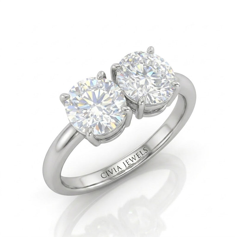 White Gold Twinelle Toi et Moi Round Diamond Engagement Ring