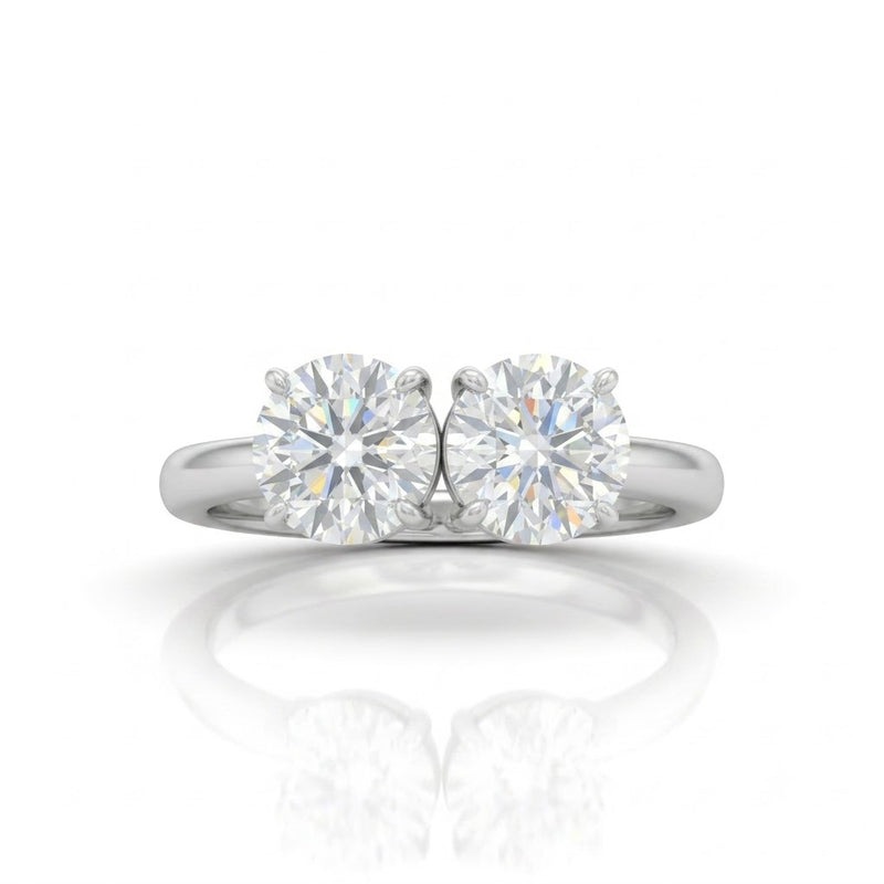 White Gold Twinelle Toi et Moi Round Diamond Engagement Ring