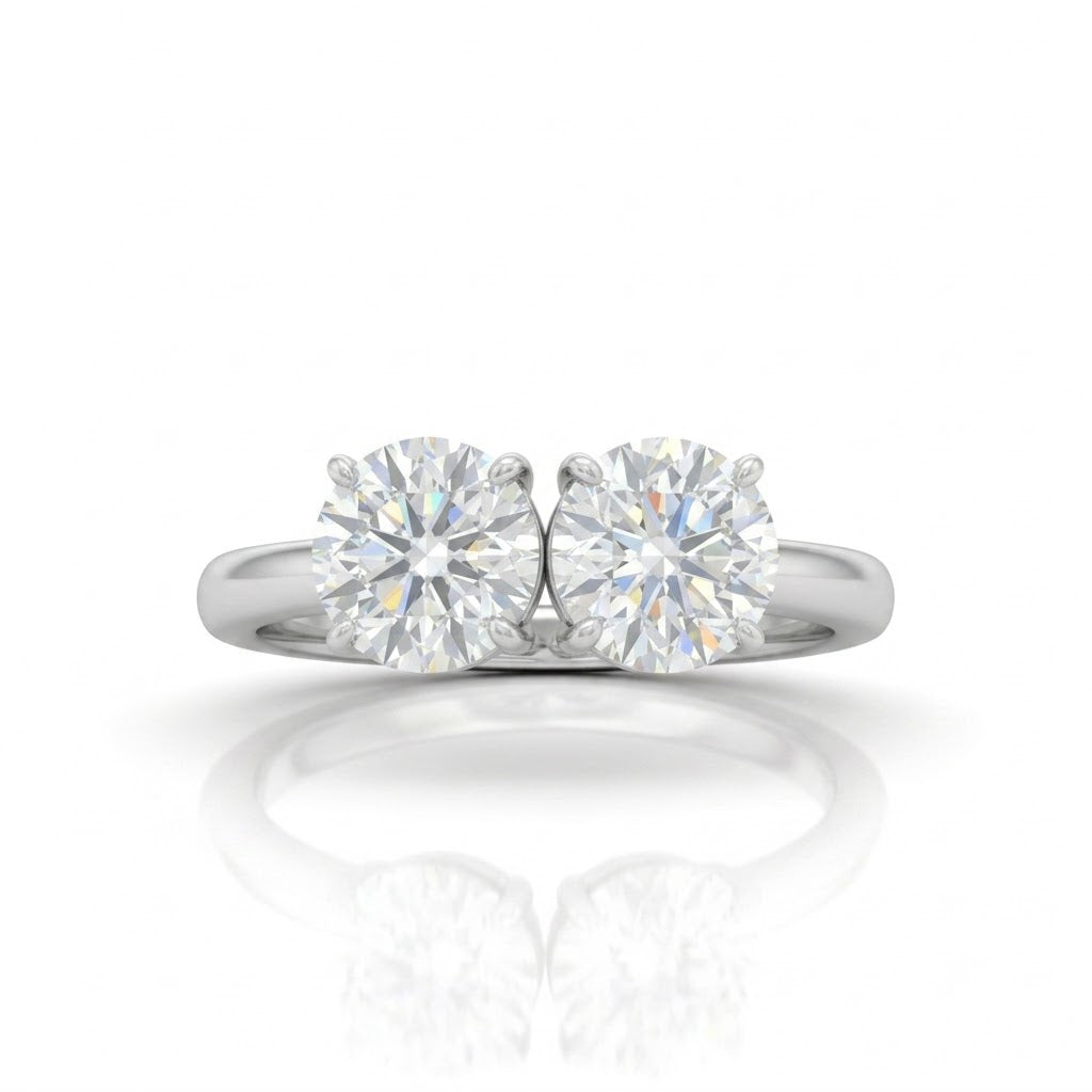 White Gold Twinelle Toi et Moi Round Diamond Engagement Ring