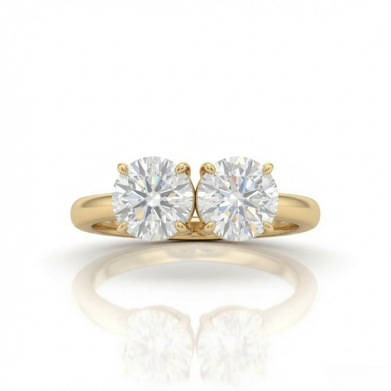 Yellow Gold Twinelle Toi et Moi Round Diamond Engagement Ring