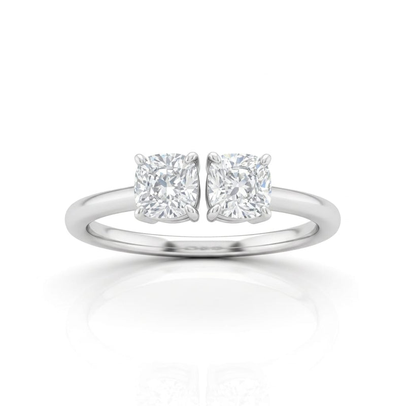 White Gold Lumina Twin Cushion Two Stone Diamond Engagement Ring