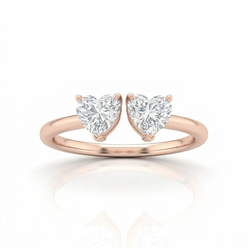 Rose Gold Lumina Twin Heart Two Stone Diamond Engagement Ring