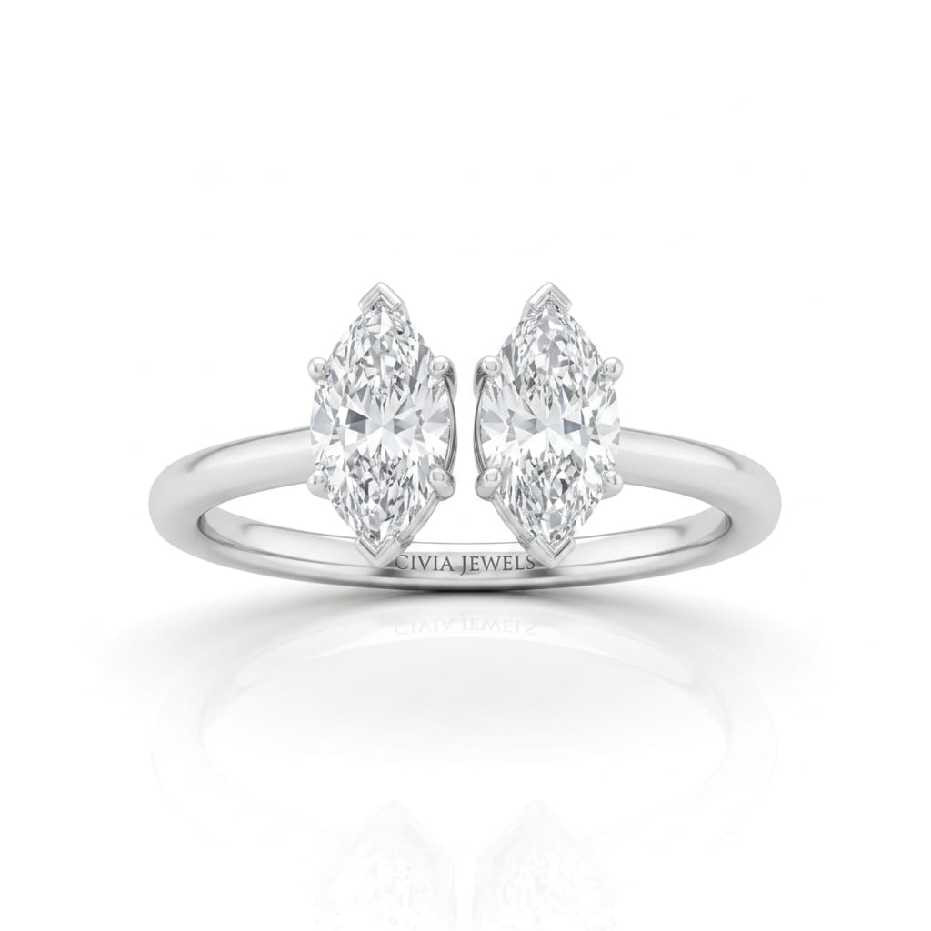 White Gold Lumina Twin Marquise Two Stone Diamond Engagement Ring