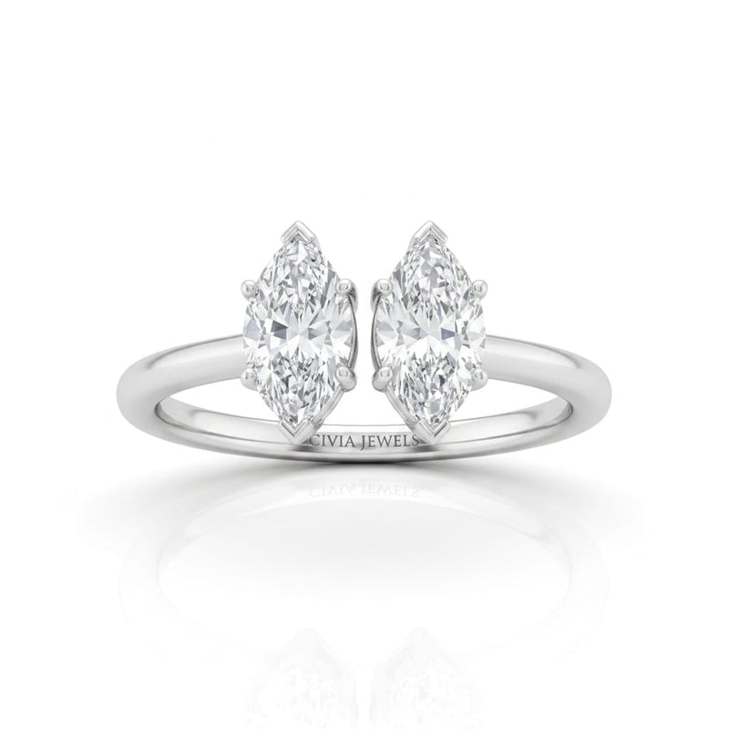 Silver Lumina Twin Marquise Two Stone Diamond Engagement Ring