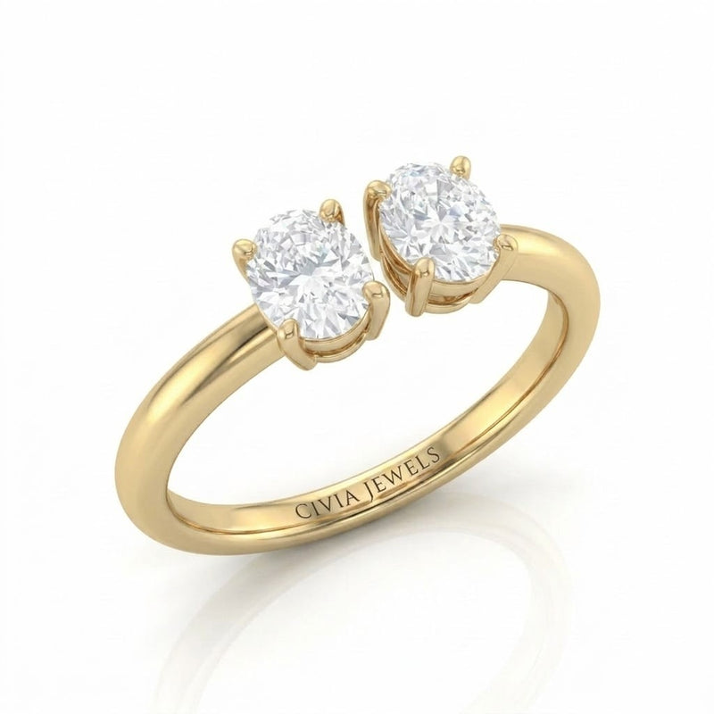 Yellow Gold Lumina Twin Oval Two Stone Diamond Engagement Ring