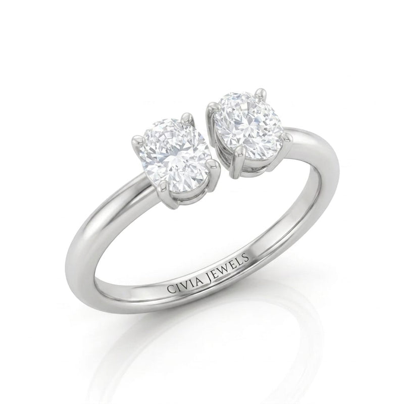 White Gold Lumina Twin Oval Two Stone Diamond Engagement Ring