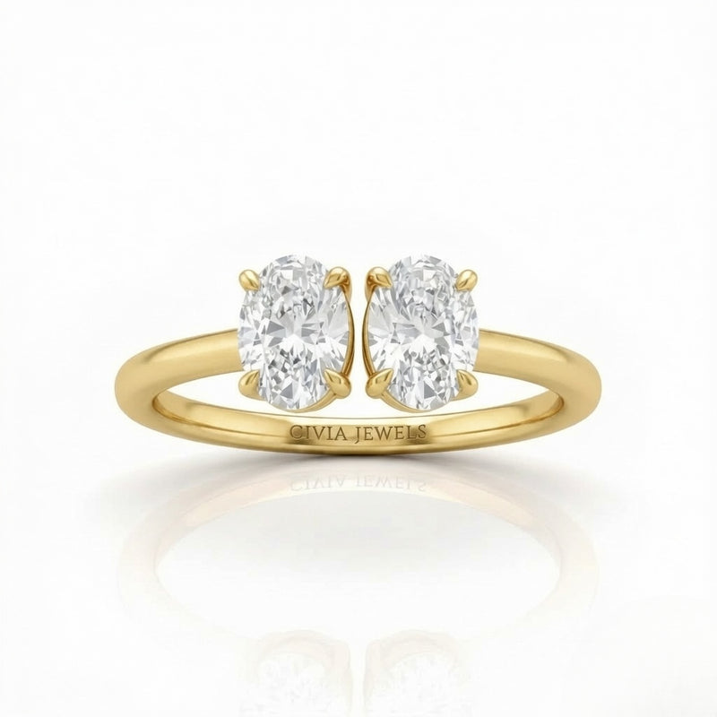 Yellow Gold Lumina Twin Oval Two Stone Diamond Engagement Ring