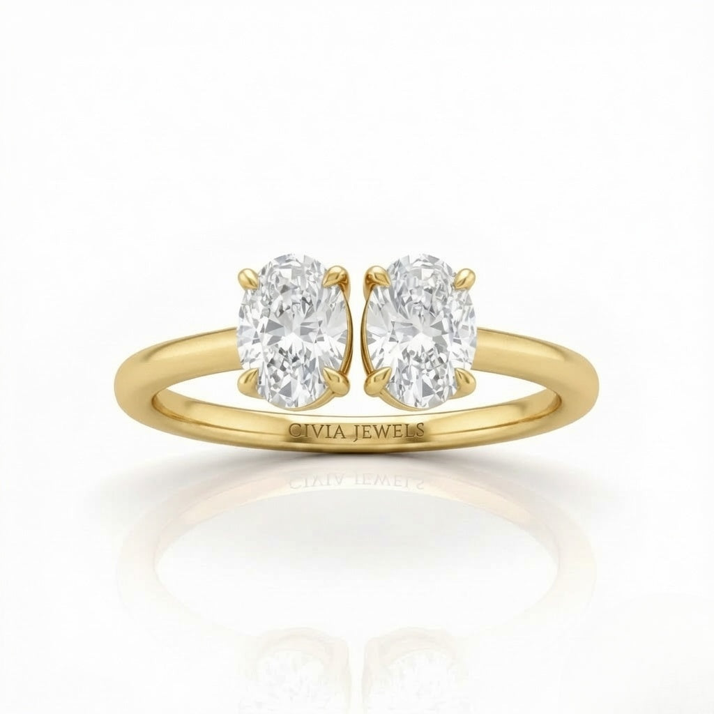 Yellow Gold Lumina Twin Oval Two Stone Diamond Engagement Ring