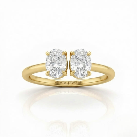 Yellow Gold Lumina Twin Oval Two Stone Diamond Engagement Ring