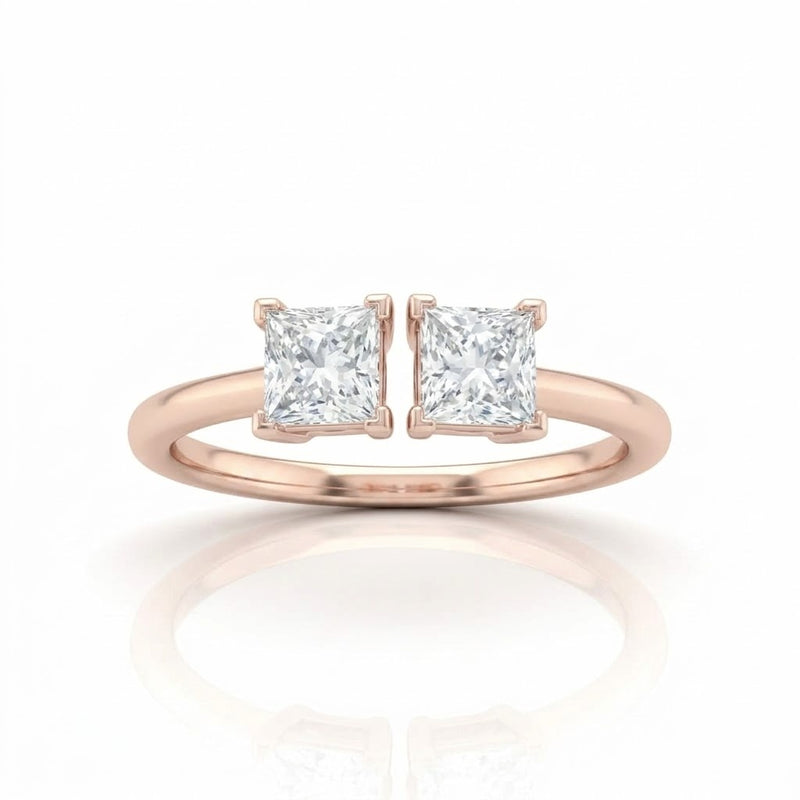 Rose Gold Lumina Twin Princess Two Stone Diamond Engagement Ring