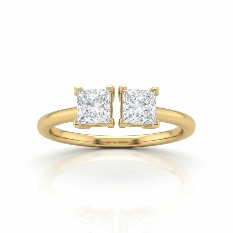 Yellow Gold Lumina Twin Princess Two Stone Diamond Engagement Ring