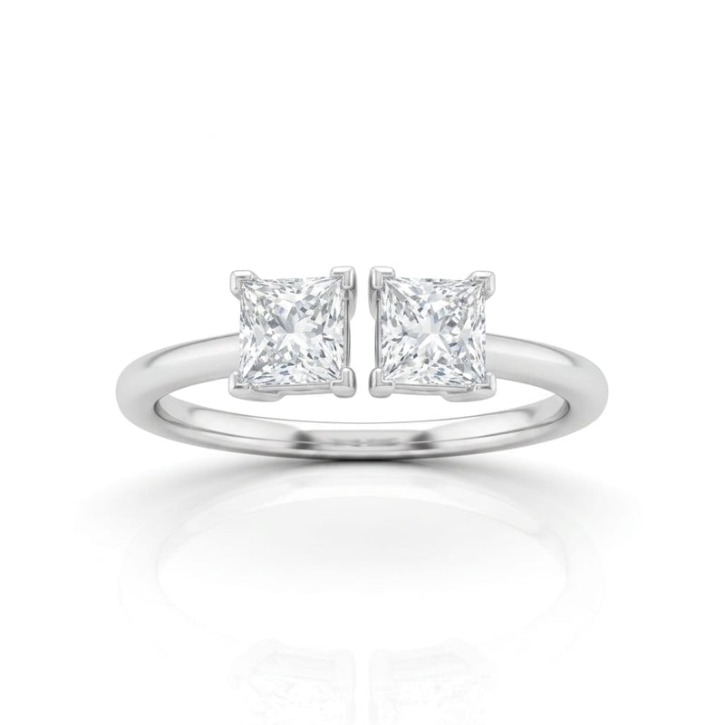 White Gold Lumina Twin Princess Two Stone Diamond Engagement Ring