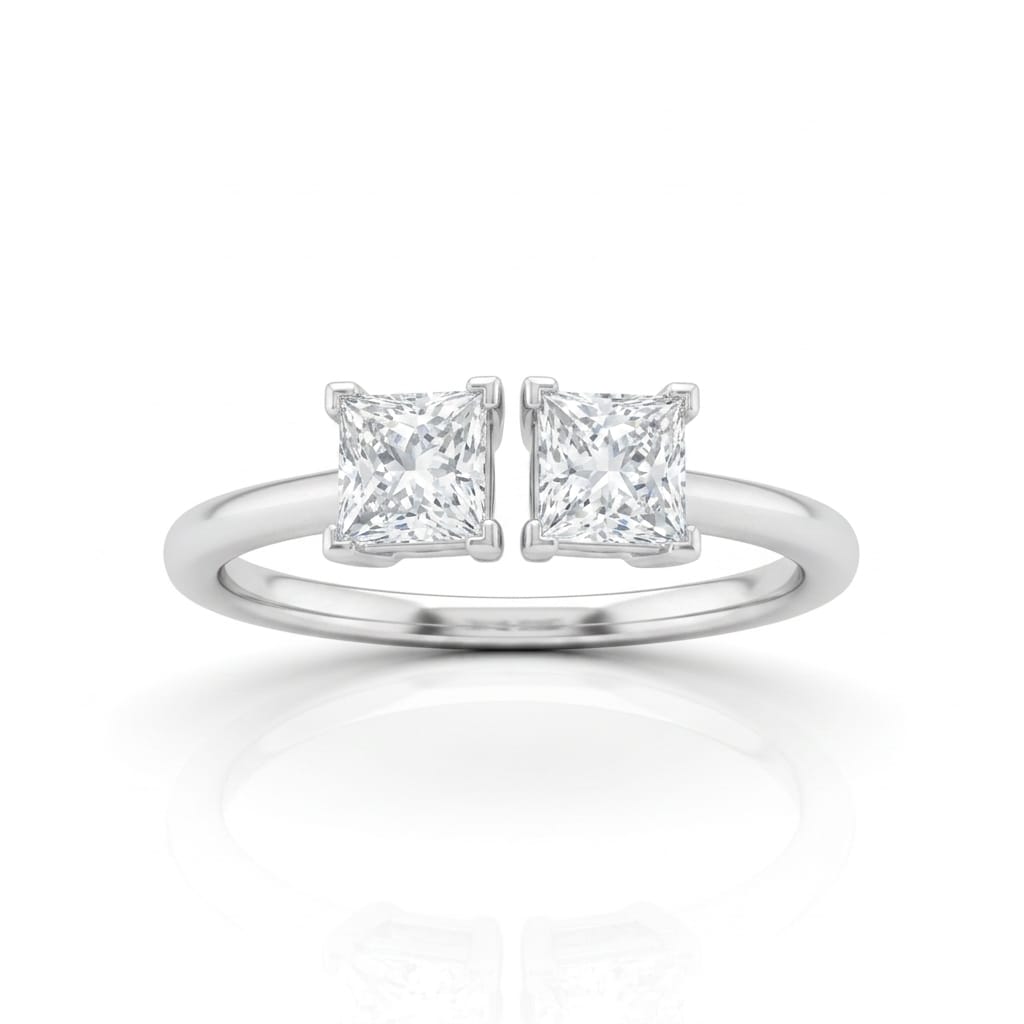 White Gold Lumina Twin Princess Two Stone Diamond Engagement Ring