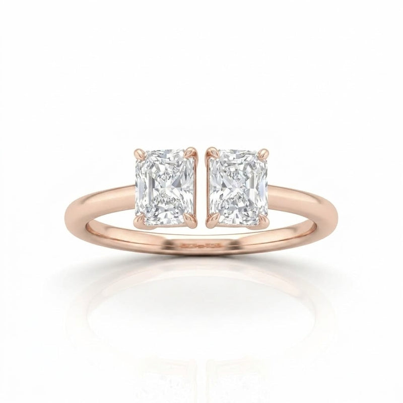 Rose Gold Lumina Twin Radiant Two Stone Diamond Engagement Ring