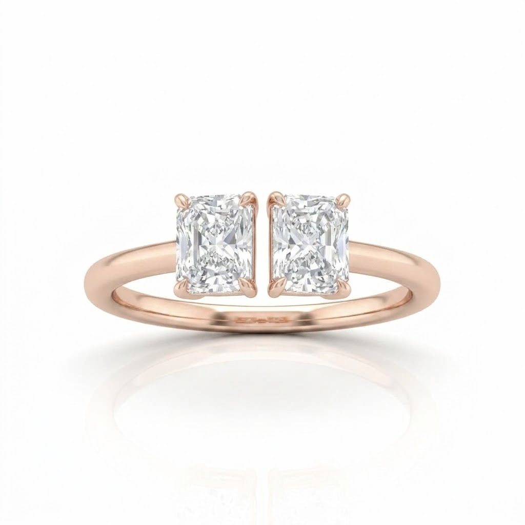 Rose Gold Lumina Twin Radiant Two Stone Diamond Engagement Ring