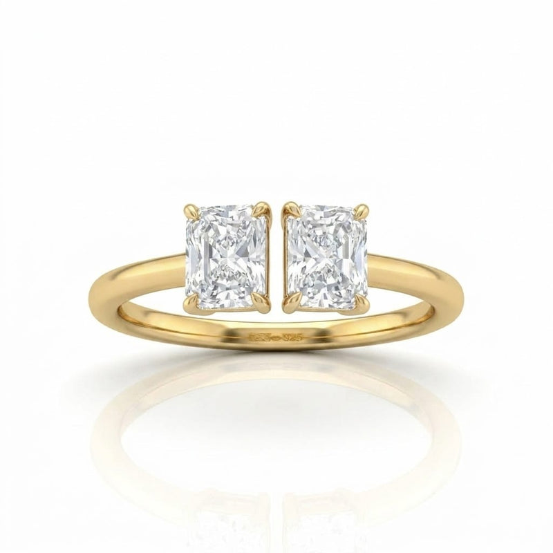 Yellow Gold Lumina Twin Radiant Two Stone Diamond Engagement Ring