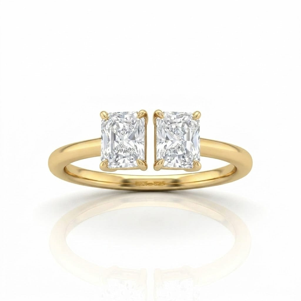 Yellow Gold Lumina Twin Radiant Two Stone Diamond Engagement Ring