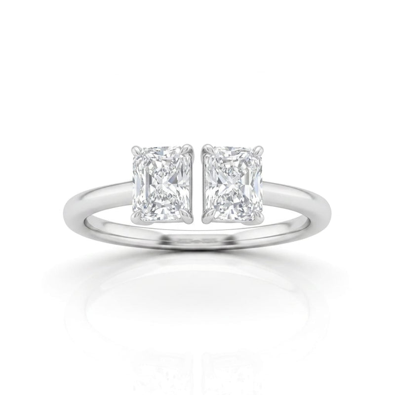 White Gold Lumina Twin Radiant Two Stone Diamond Engagement Ring