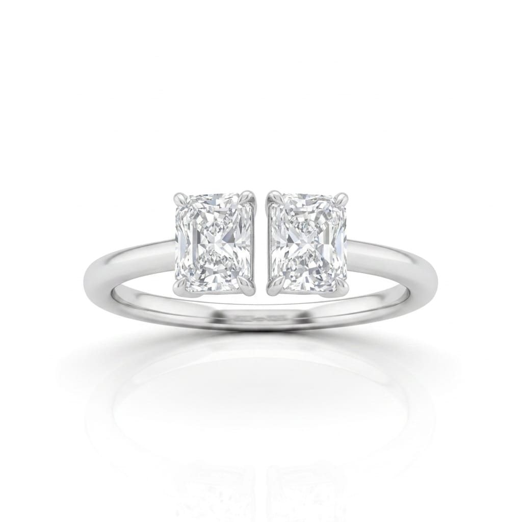 Silver Lumina Twin Radiant Two Stone Diamond Engagement Ring