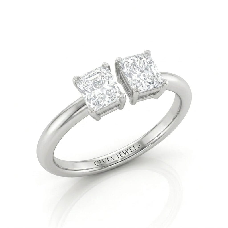 White Gold Lumina Twin Radiant Two Stone Diamond Engagement Ring
