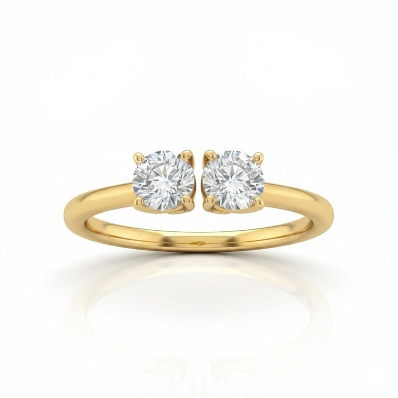 Yellow Gold Lumina Twin Round Two Stone Diamond Engagement Ring