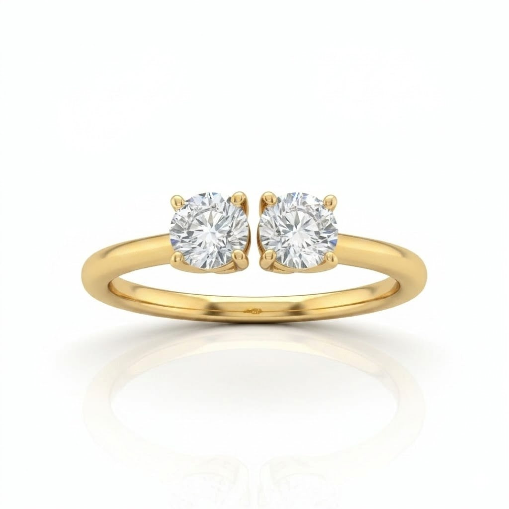 Yellow Gold Lumina Twin Round Two Stone Diamond Engagement Ring