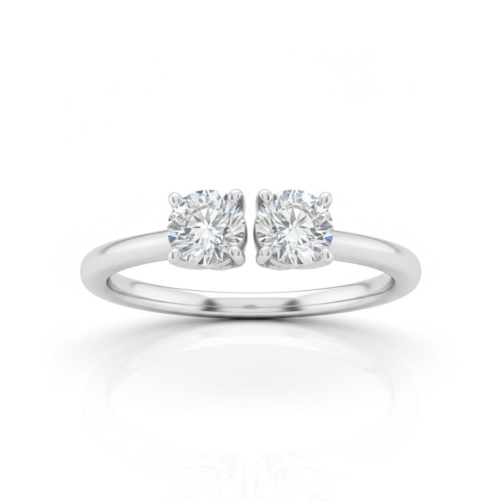White Gold Lumina Twin Round Two Stone Diamond Engagement Ring