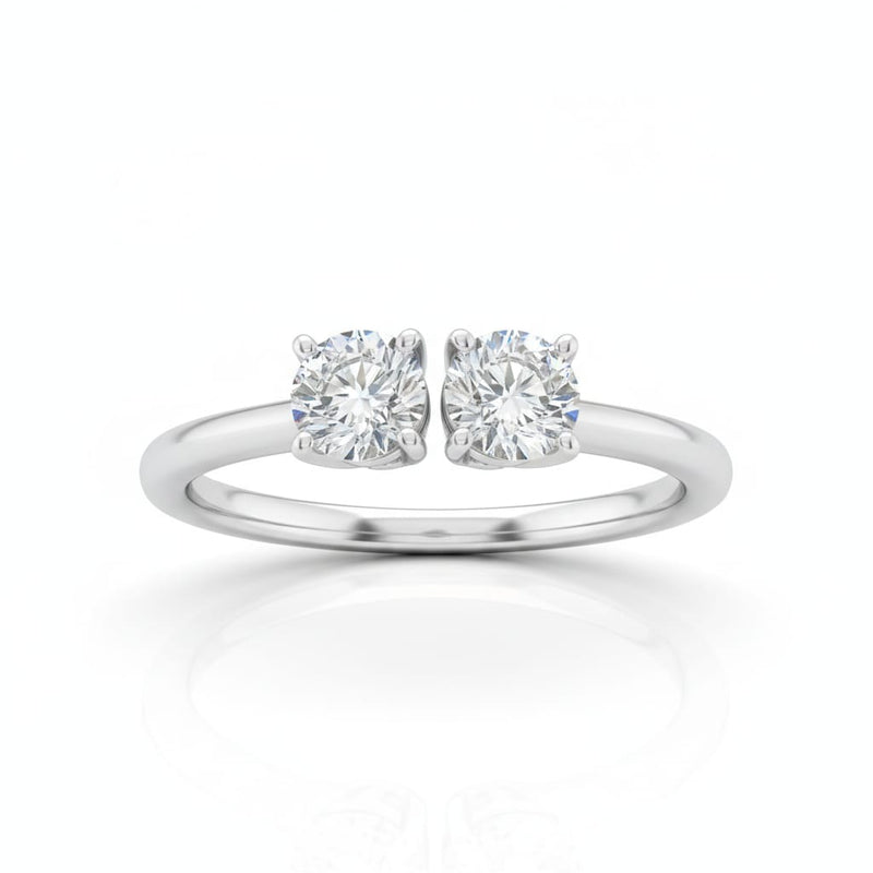 Silver Lumina Twin Round Two Stone Diamond Engagement Ring