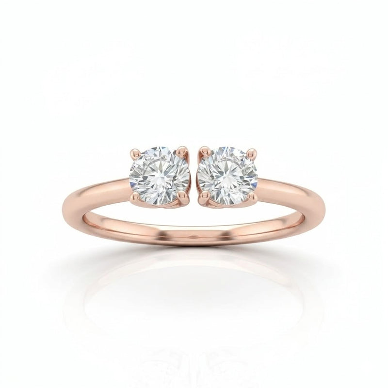 Rose Gold Lumina Twin Round Two Stone Diamond Engagement Ring