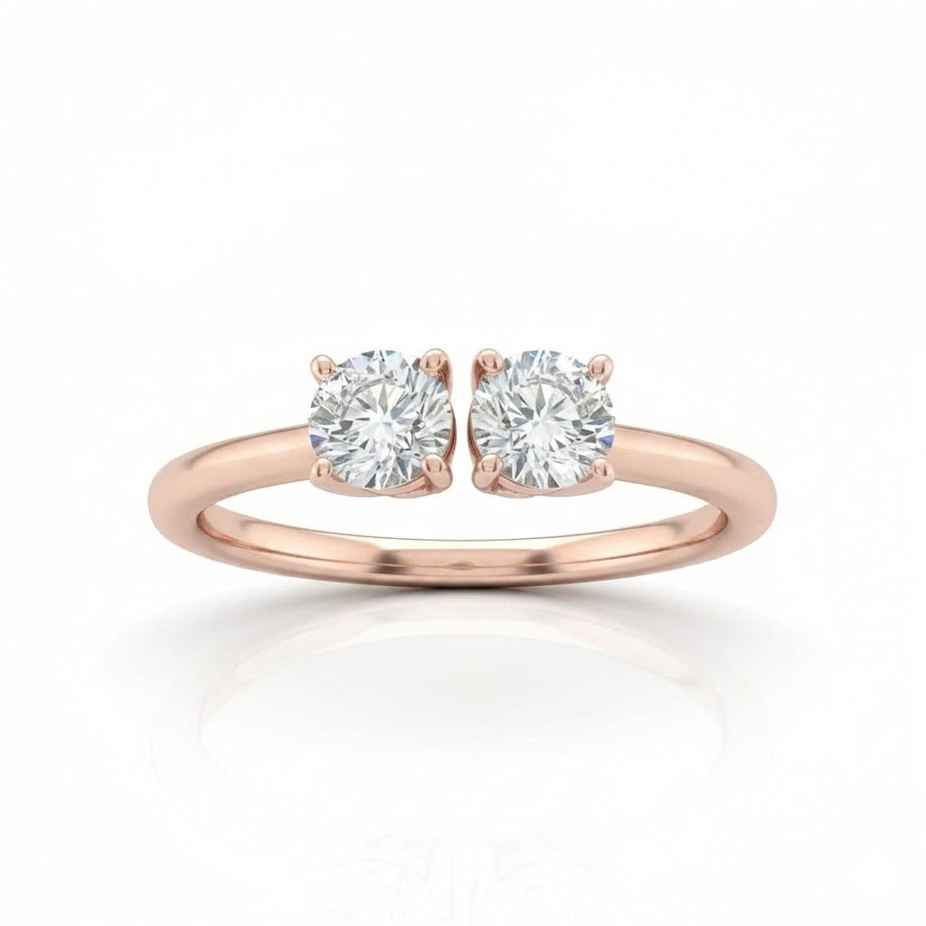 Rose Gold Lumina Twin Round Two Stone Diamond Engagement Ring