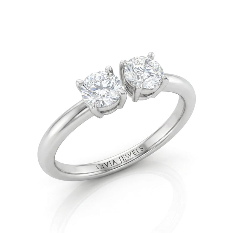 White Gold Lumina Twin Round Two Stone Diamond Engagement Ring