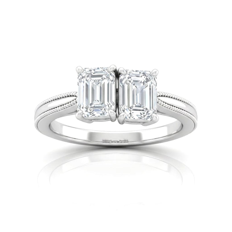 White Gold Éternelle Toi et Moi Emerald & Round Diamond Engagement Ring