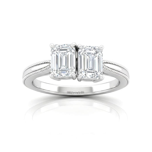 White Gold Éternelle Toi et Moi Emerald & Round Diamond Engagement Ring