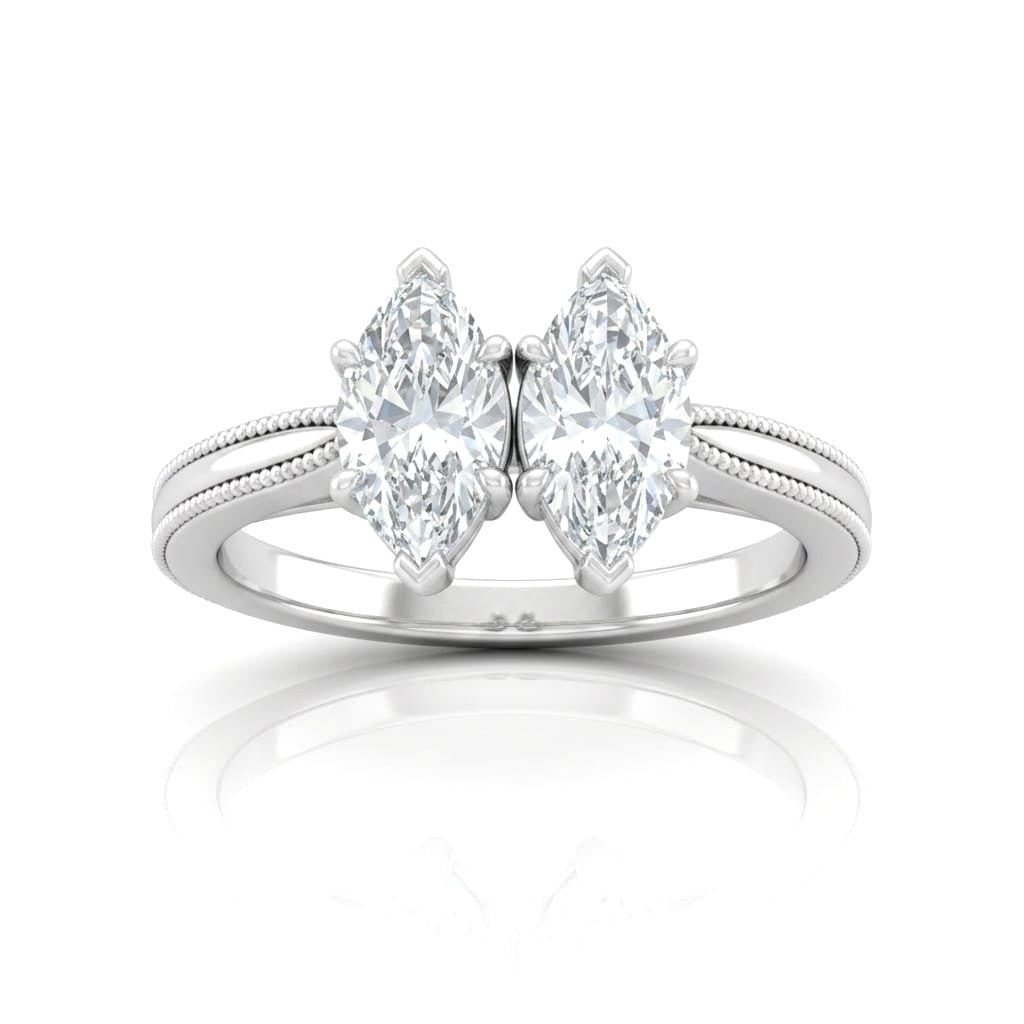 White Gold Éternelle Toi et Moi Marquise & Round Diamond Engagement Ring