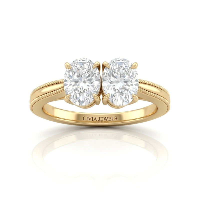 Yellow Gold Éternelle Toi et Moi Oval & Round Diamond Engagement Ring