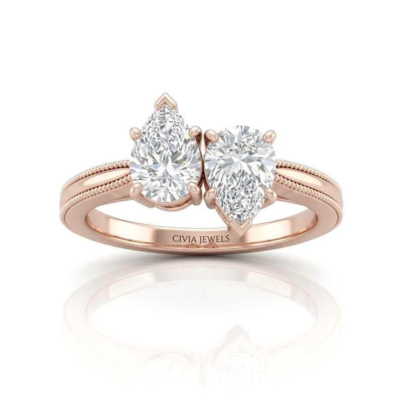 Rose Gold Éternelle Toi et Moi Pear & Round Diamond Engagement Ring