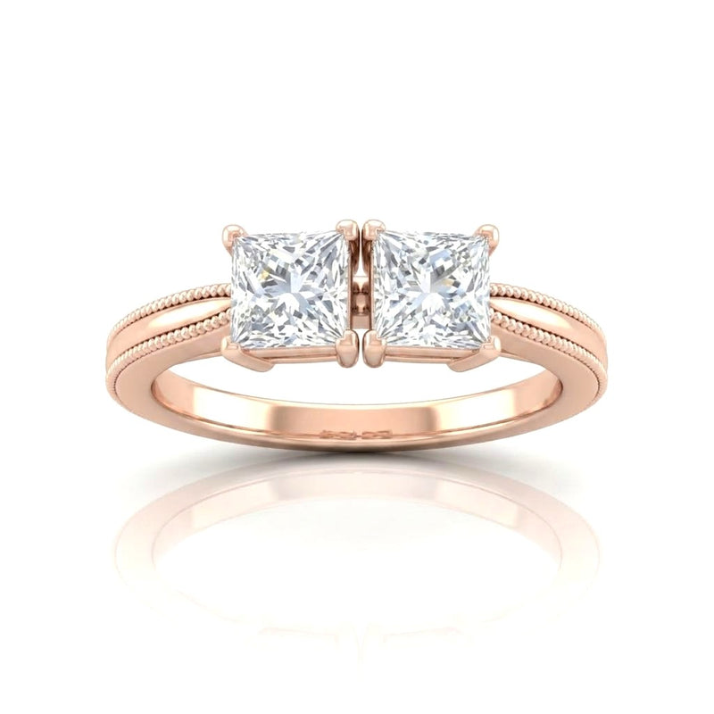Rose Gold Éternelle Toi et Moi Princess & Round Diamond Engagement Ring