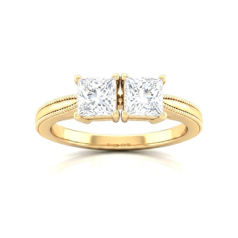 Yellow Gold Éternelle Toi et Moi Princess & Round Diamond Engagement Ring