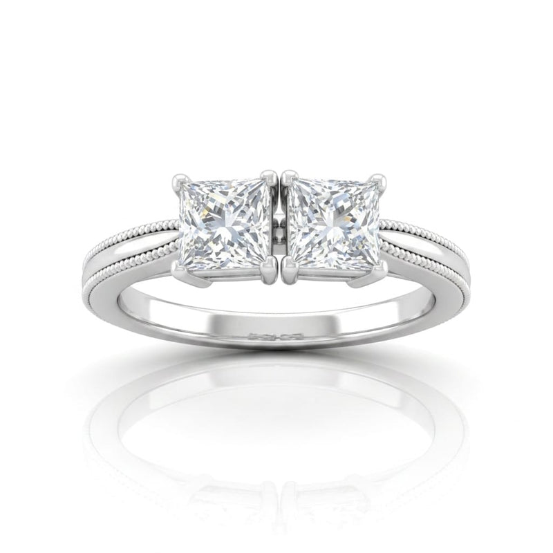 White Gold Éternelle Toi et Moi Princess & Round Diamond Engagement Ring