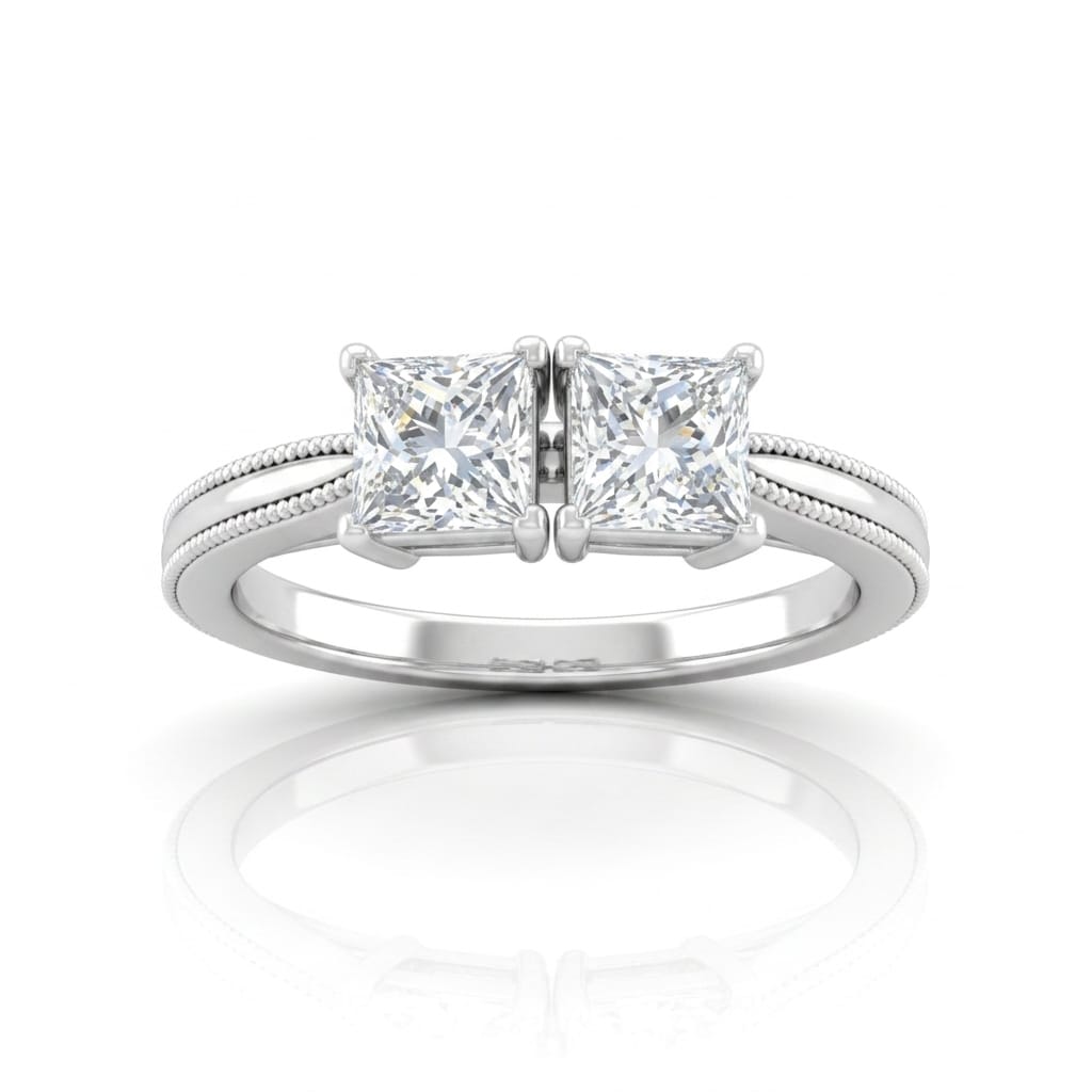 White Gold Éternelle Toi et Moi Princess & Round Diamond Engagement Ring