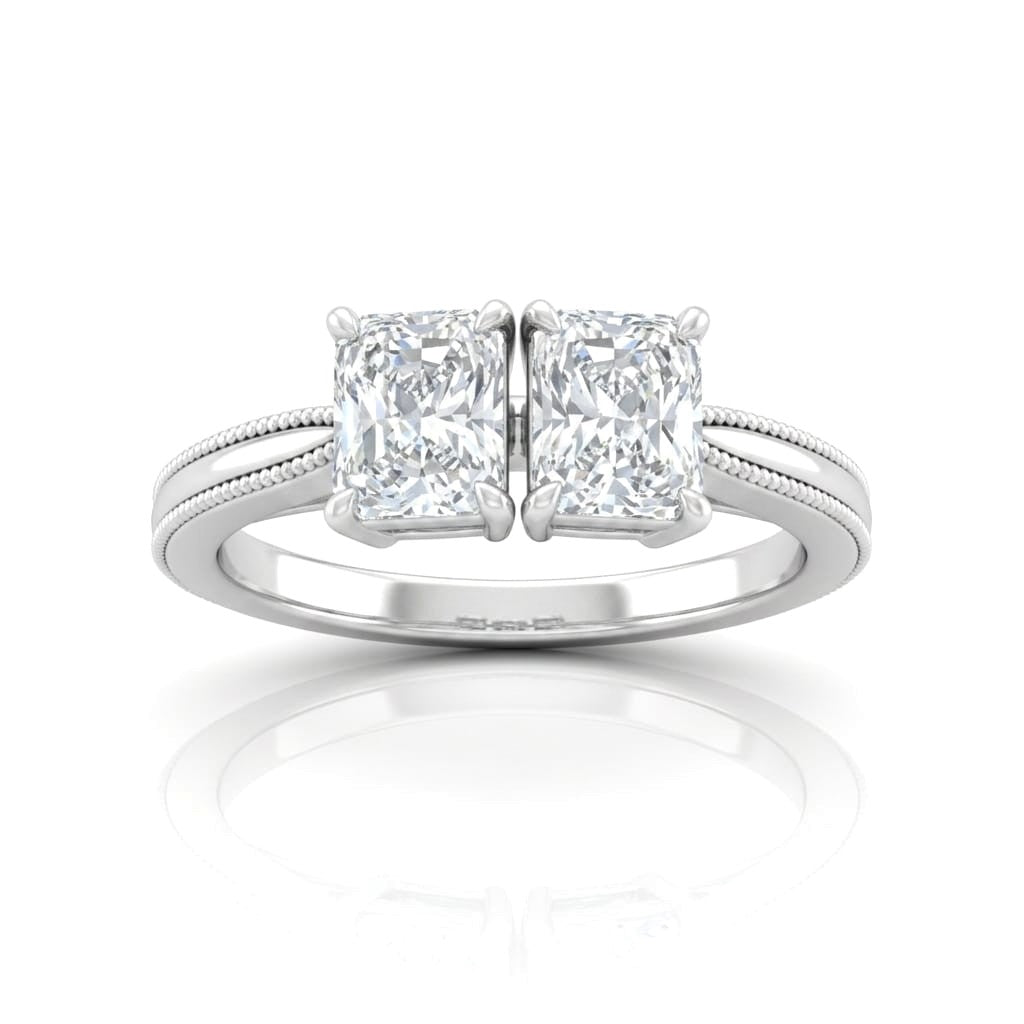 White Gold Éternelle Toi et Moi Radiant & Round Diamond Engagement Ring