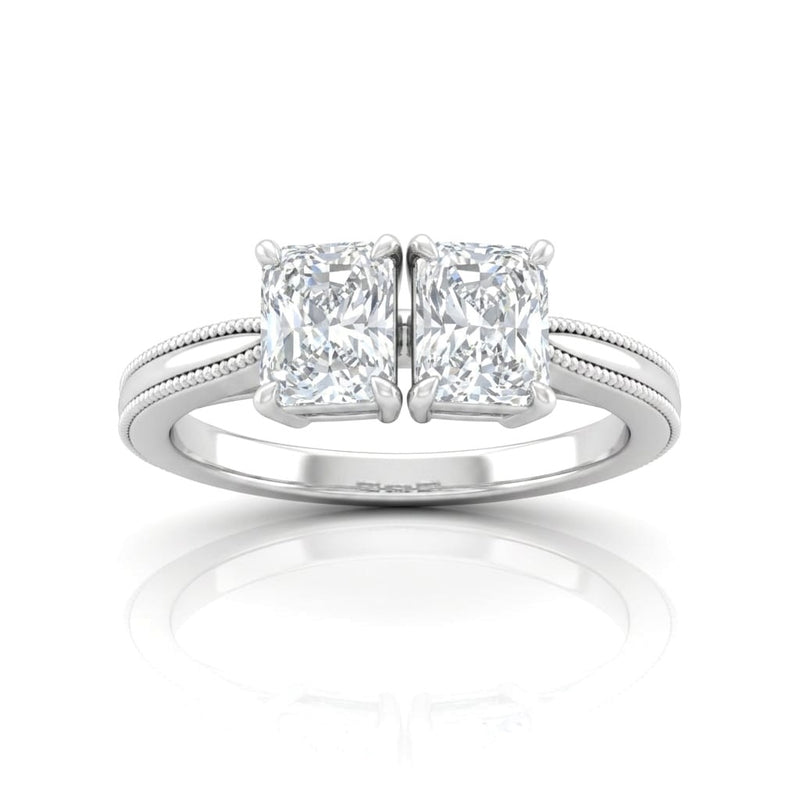 Silver Éternelle Toi et Moi Radiant & Round Diamond Engagement Ring