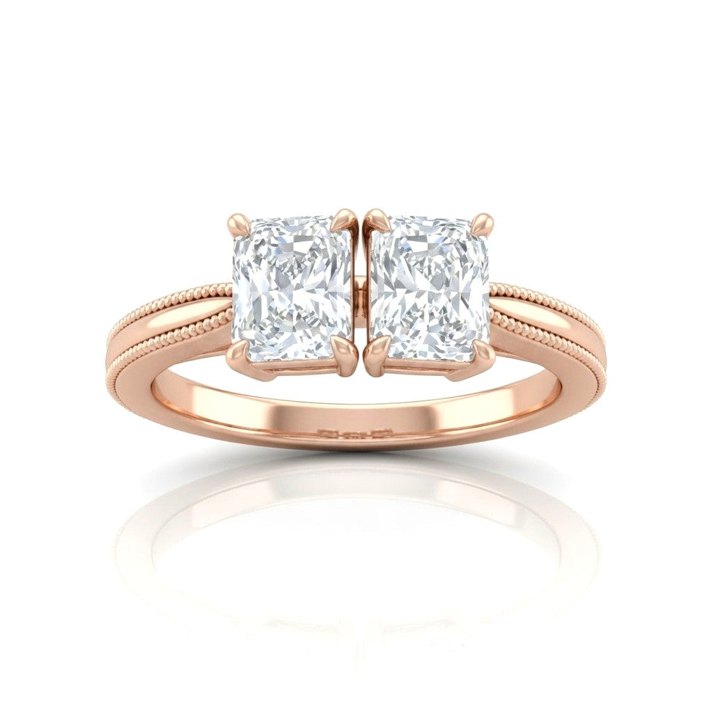 Rose Gold Éternelle Toi et Moi Radiant & Round Diamond Engagement Ring
